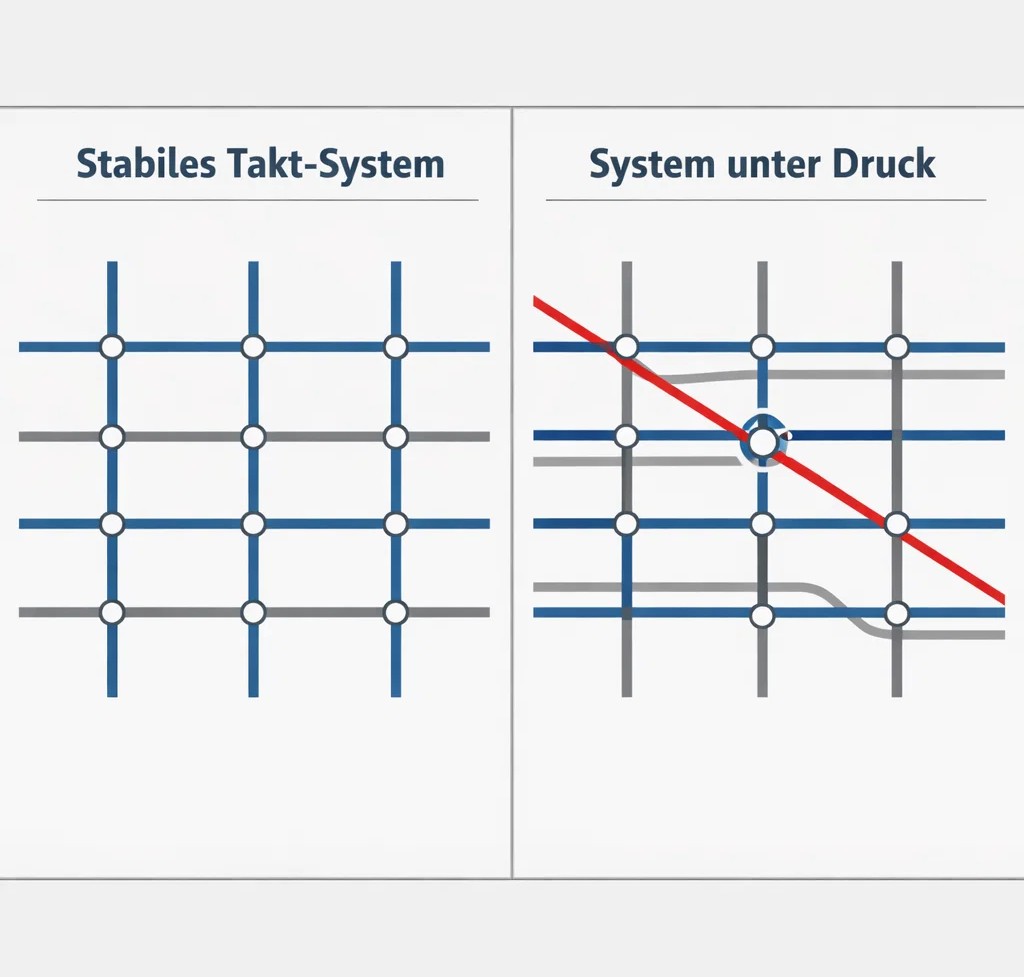 Grafik: Trassenzugang und Taktfahrplan im Schweizer System